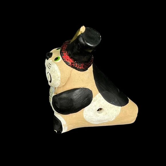 Vintage Cat Clay Whistle Russian Folk Art Hand Painted Male Wearing Tuxedo READ - Picture 5 of 8